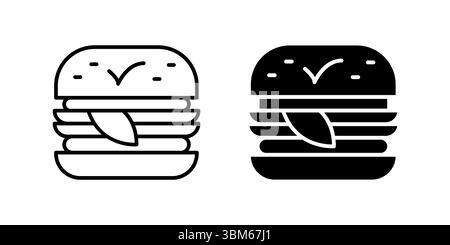 Delicious vegan burger icon set representing plant-based food, healthy eating, and vegetarian options. Perfect for diet, restaurants, and organic them Stock Vector
