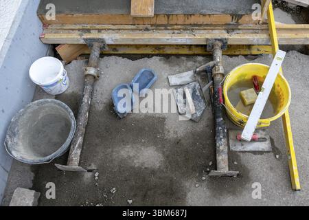 Concreting steps on site Stock Photo