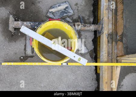 Concreting steps on site Stock Photo
