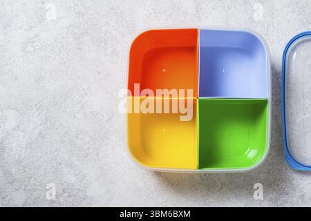 Empty lunch box with four sections for different food Stock Photo
