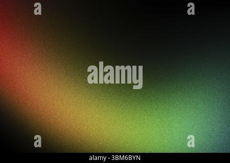 Grainy noise gradient curl on black background with flowing colors from green to red Stock Photo