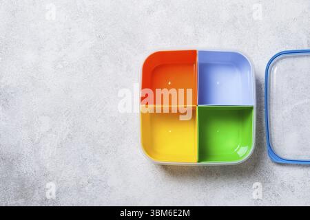 Empty lunch box with four sections for different food Stock Photo