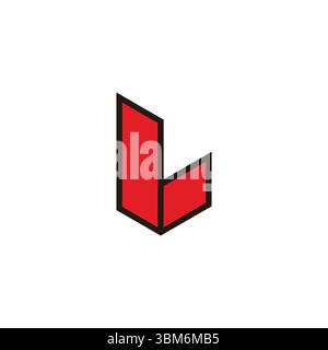 letters lv simple fold outline geometric logo vector Stock Vector