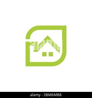 leaf home shape resident simple geometric logo vector Stock Vector
