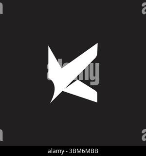 letter vk simple paper fold flat simple logo vector Stock Vector