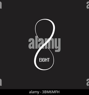 number eight simple 3d curves flat simple logo vector Stock Vector