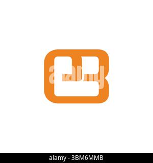 letter eb simple linked squares lines geometric logo vector Stock Vector