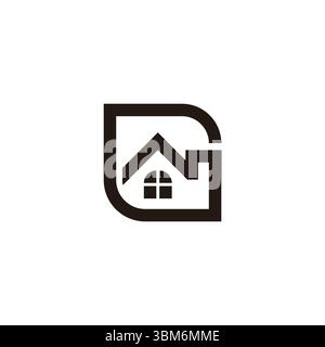 letter g simple square home shape simple geometric logo vector Stock Vector