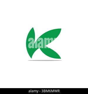 letter vk simple green leaf vegetables geometric logo vector Stock Vector