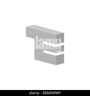 letter te simple 3d flat shadow gradient logo vector Stock Vector