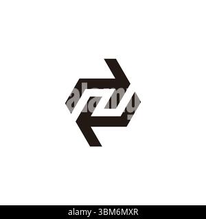 letter n negative space rotate arrow geometric logo vector Stock Vector