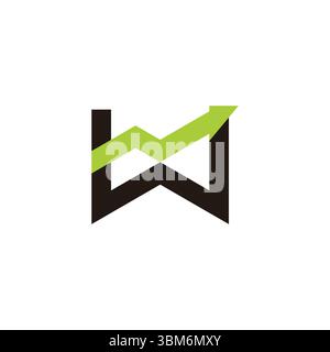 letter w arrow up chart green simple work logo vector Stock Vector