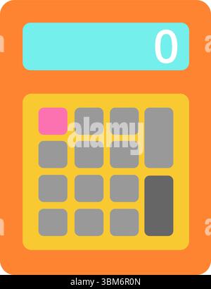 A colorful and modern illustration of a calculator with a bright display and vibrant buttons, perfect for educational, financial, or back to school Stock Vector