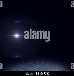 Underwater light beam is illuminating ripple-textured seabed in 3D render creating lens flare Stock Photo
