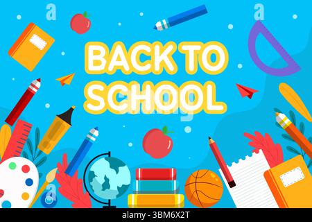 back to school background illustration in flat design Stock Vector