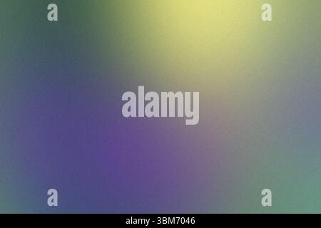 Grainy noise gradient background seamlessly transitions from purple to green and yellow Stock Photo