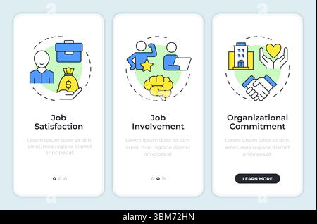 Job attitude onboarding mobile app screen Stock Vector