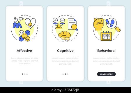 Job attitude components onboarding mobile app screen Stock Vector