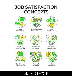 Job satisfaction multi color concept icons Stock Vector