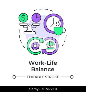 Work life balance multi color concept icon Stock Vector