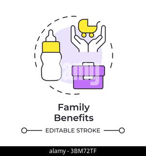 Family benefits multi color concept icon Stock Vector