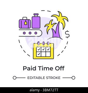 Paid time off multi color concept icon Stock Vector