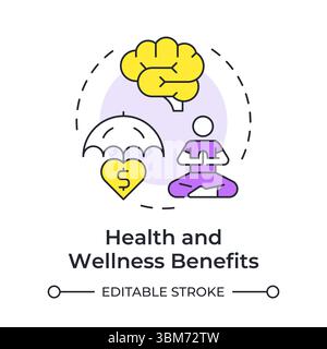 Heath and wellness benefits multi color concept icon Stock Vector