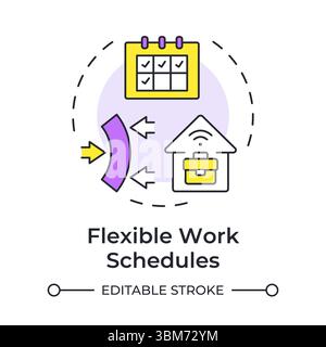 Flexible work schedules multi color concept icon Stock Vector