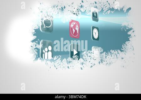 Splash on wall revealing computer applications Stock Photo