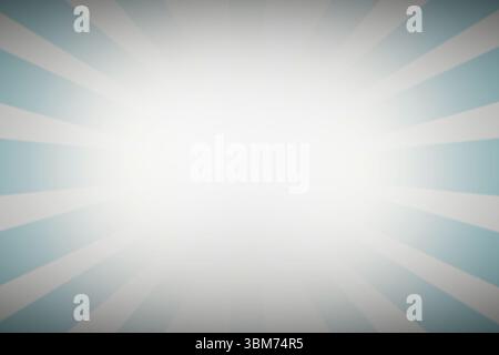 Radial burst pattern is radiating across flat design canvas with light teal and white rays Stock Photo