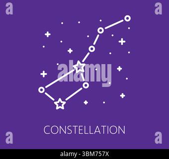 Color line galaxy space icon of constellation, depicting connected series of stars against cosmic background. Linear vector symbol represents astronomy, astrology, celestial navigation and stargazing Stock Vector