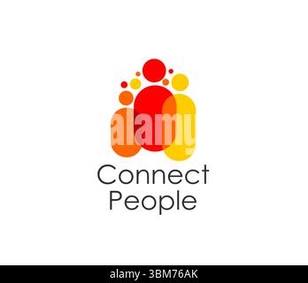 Connect people together icon. Union and family, community or teamwork symbol. Communication company, human resources service or people social connect vector emblem with abstract colorful human figures Stock Vector