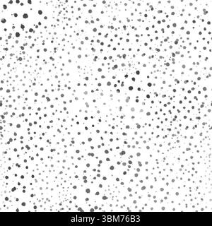 Illustration of seamless black dot pattern with different hand-drawn grunge rounded spots on white background. Stock Photo