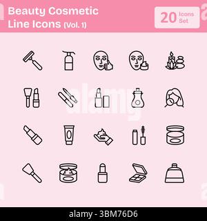 Beauty Cosmetic Line Icons (Vol.1) Stock Vector