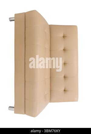 Front view of single beige or cream sofa is isolated on white background with clipping path. Stock Photo