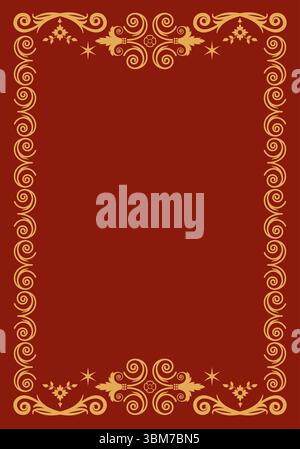 Ornamental golden frame background for poster, postcards, tarot cards. Antique cover book. Graphic elements inspired by the embroidered mantles of rel Stock Vector