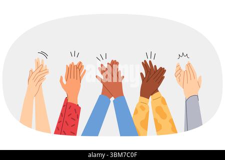 Applause from multi-ethnic hands of women clapping in support of initiative to combat sexism Stock Vector