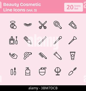 Beauty Cosmetic Line Icons (Vol.3) Stock Vector