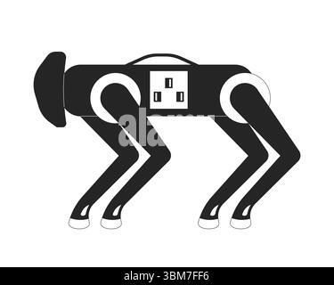Futuristic robot dog with integrated power socket 2D line object Stock Vector