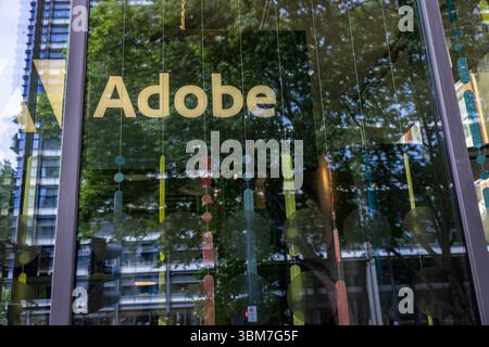 Adobe London offices at the White Collar Factory on Old Street in Shoreditch East London. Stock Photo