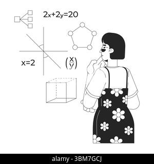 Learning mathematics for programming line illustration concept Stock Vector