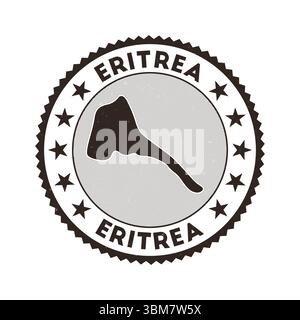 Eritrea emblem. Country round stamp with shape of Eritrea, isolines and round text. Authentic badge. Stylish vector illustration. Stock Vector