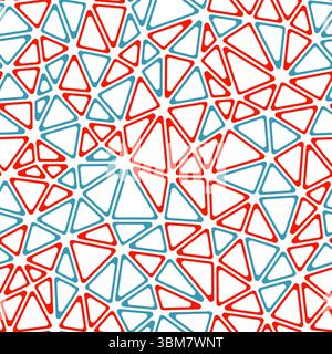 Geometric pattern. Compact triangles size. Multiple colors style. Rounded triangular cells outlined. Repeatable pattern. Fire Ice Contrast. Stock Vector