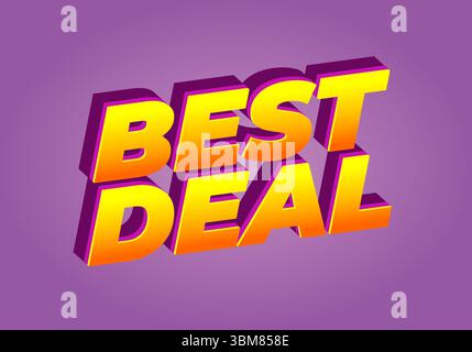 A vibrant graphic design featuring the text BEST DEAL in bold, 3D letters with a gradient of yellow to orange on a purple background Stock Vector