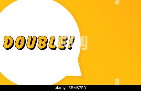 Double speech bubble. Bold outline, comic style shape, vibrant background, dialog element, visual communication, announcement layout, message highligh Stock Vector