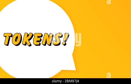 Tokens speech bubble. Bold outline, comic style shape, vibrant background, dialog element, visual communication, announcement layout, message highligh Stock Vector