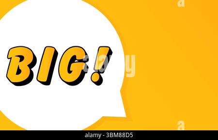 BIG speech bubble. Bold outline, comic style shape, vibrant background, dialog element, visual communication, announcement layout, message highlight, Stock Vector