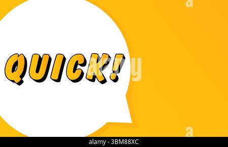 Quick speech bubble. Bold outline, comic style shape, vibrant background, dialog element, visual communication, announcement layout, message highlight Stock Vector