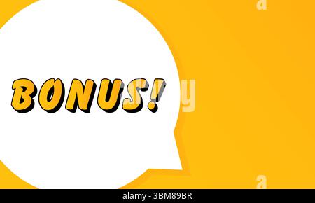 Bonus speech bubble. Bold outline, comic style shape, vibrant background, dialog element, visual communication, announcement layout, message highlight Stock Vector