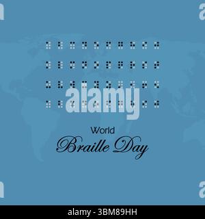 World Braille Day, January 4. World Braille Day Celebration. Vector illustration design for poster, banner, post, flyer. Braille Alphabet. Stock Vector